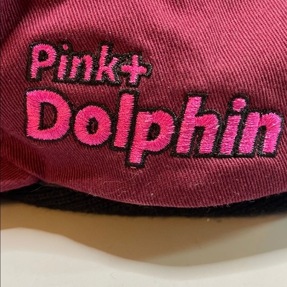 Pink + Dolphin maroon w/pink 🐬 adjustable hat - Picture 4 of 9